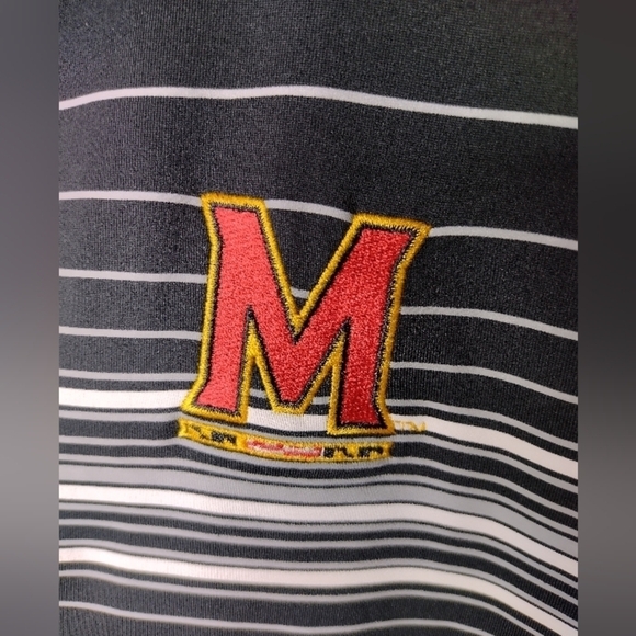Under Armour University Of Maryland Flag Embroidered Stripped Polo Men's Large - Picture 2 of 3